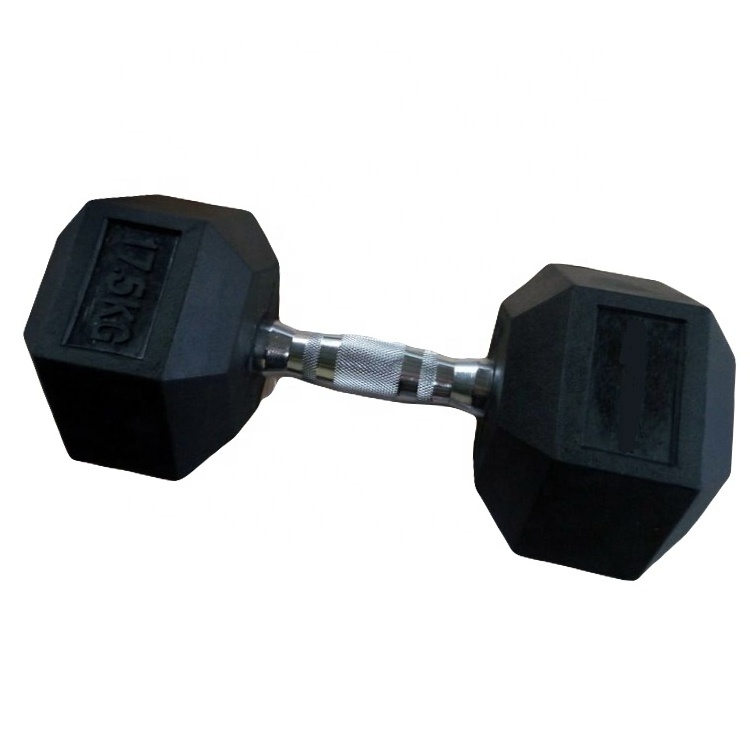 Factory Hot direct sale Hexagon rubber coated dumbbell, weight lifting Push-up hex rubber dumbbell