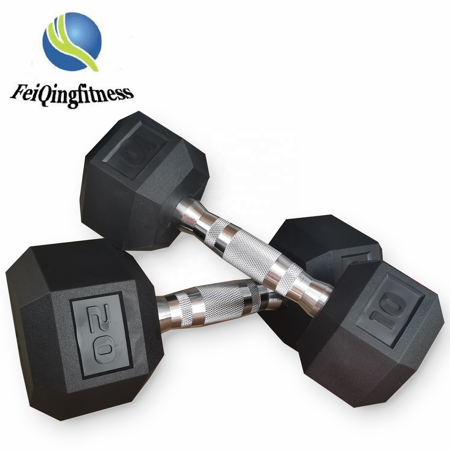 Factory Hot direct sale Hexagon rubber coated dumbbell, weight lifting Push-up hex rubber dumbbell