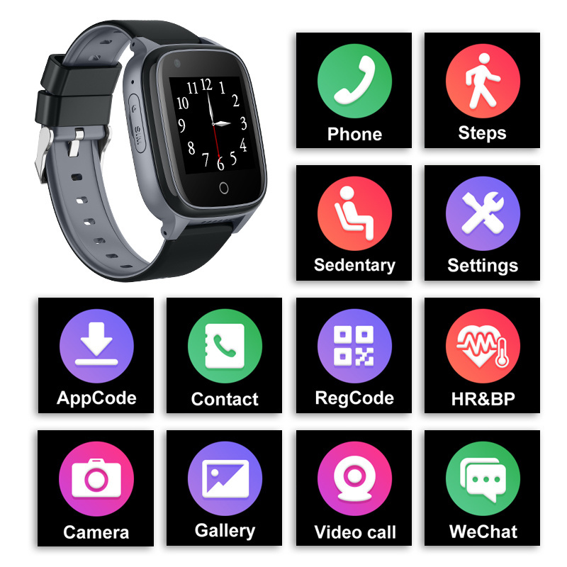 D32 4G Smart Watch with GPS+AGPS+WIFI+LBS Tracking SOS Emergency Call Heart Rate Blood Pressure Blood Oxygen Monitoring