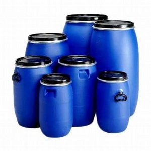 50L blue HDPE plastic drum with iron hoop for chemical