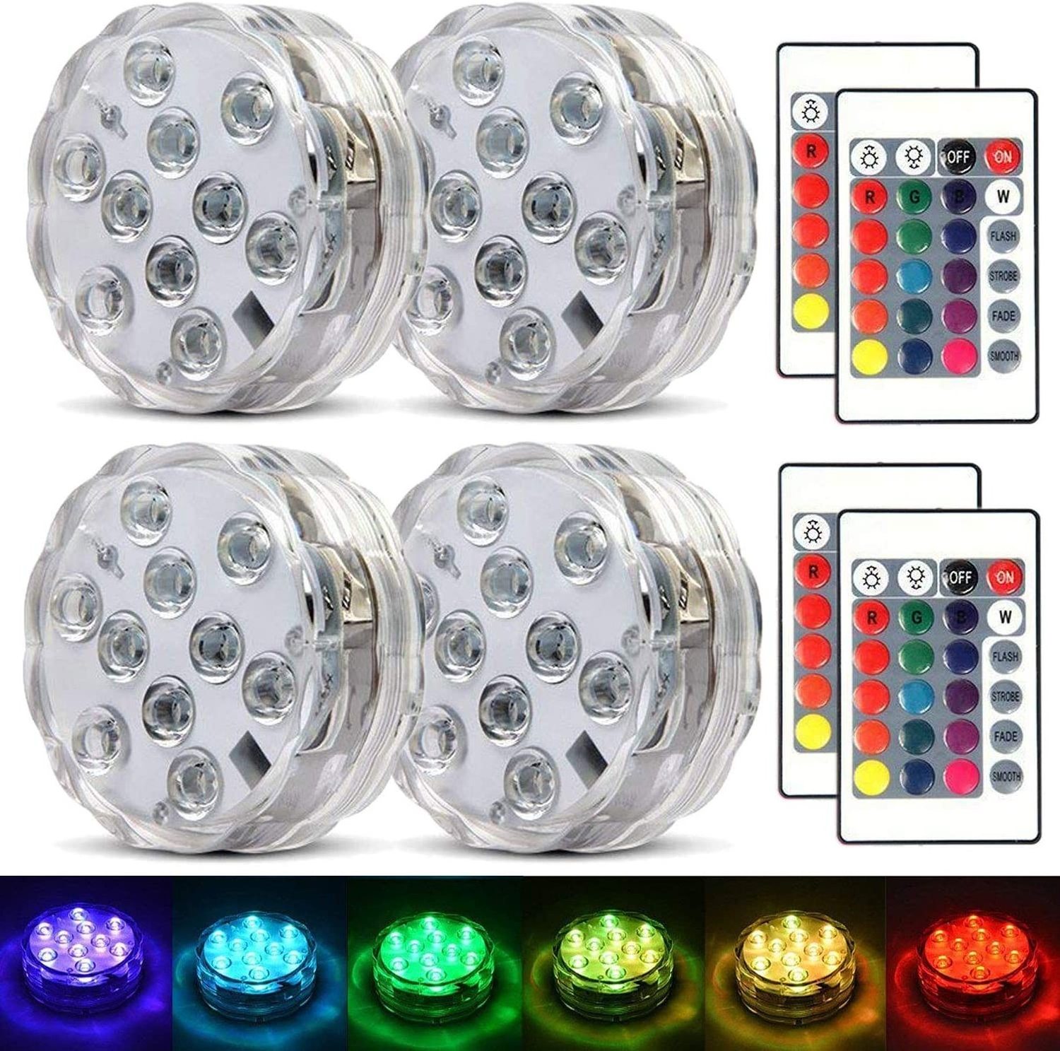 Mini Submersible LED Lights with Remote Control Submersible Candle Lights for Vase Fish Tank or Bathtub Decor