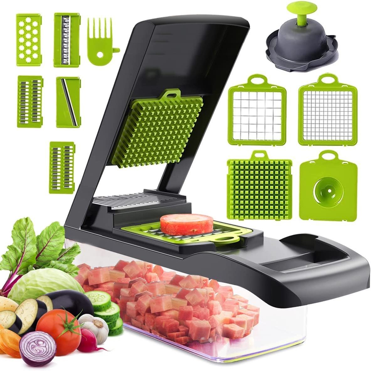 Kitchen Gadgets 2022 12 in 1 Speedy Quick Multifunctional Veggie Onion Cutter Slicer Vegetable Chopper