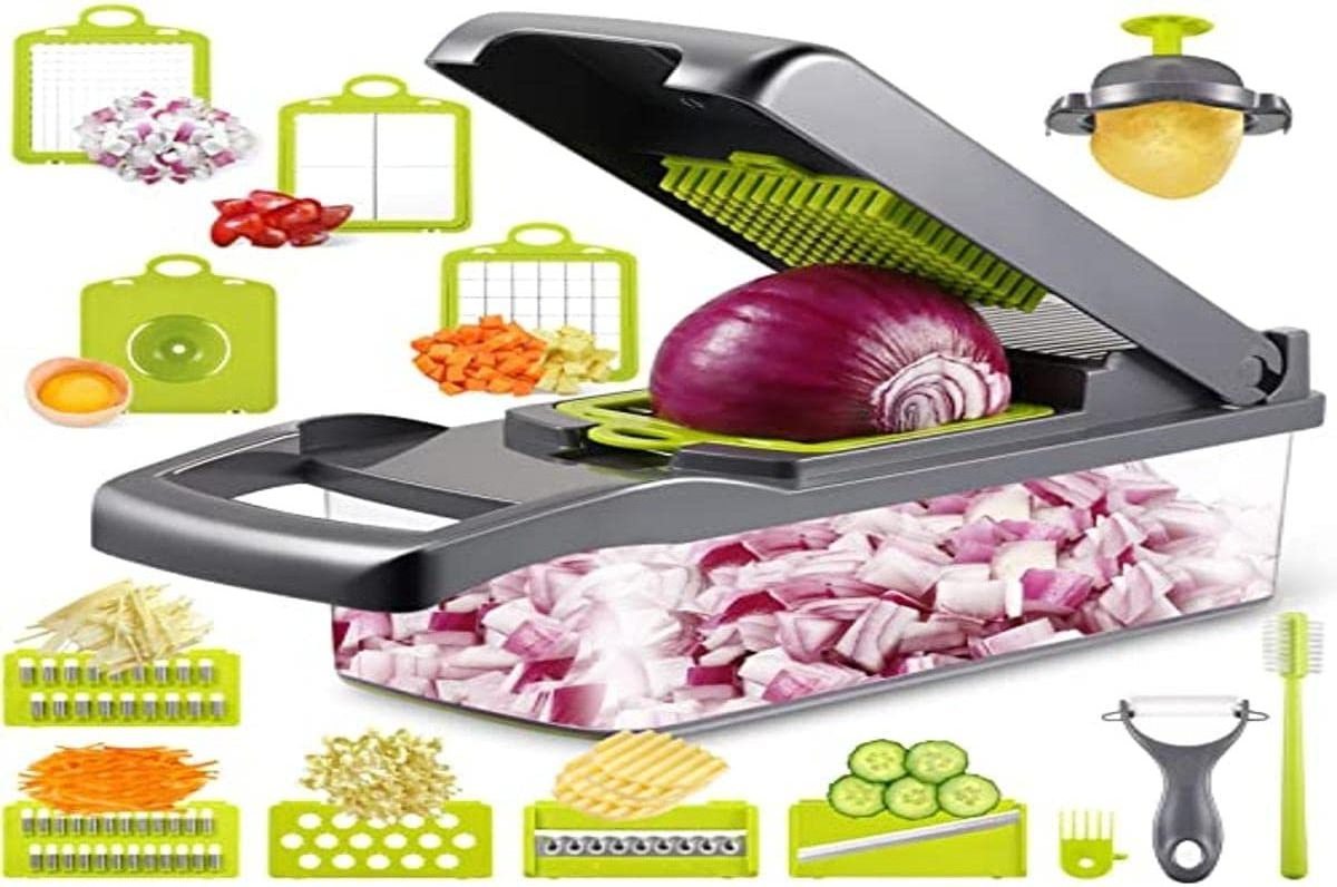 Kitchen Gadgets 2022 12 in 1 Speedy Quick Multifunctional Veggie Onion Cutter Slicer Vegetable Chopper