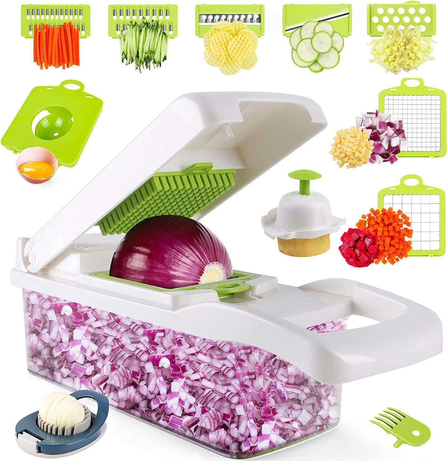 Kitchen Gadgets 2022 12 in 1 Speedy Quick Multifunctional Veggie Onion Cutter Slicer Vegetable Chopper