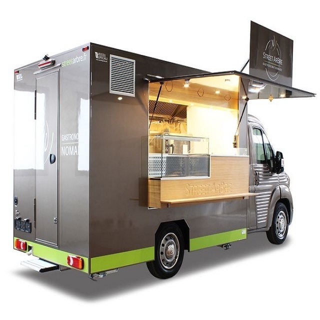 Professional mobile food truck with full kitchen / gyro food cart / double burger van for sale