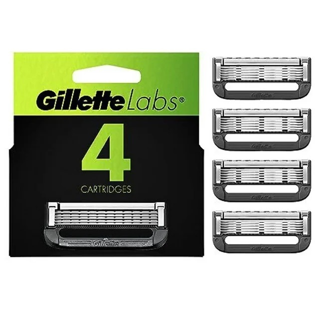 Gillette Labs Mens Razor Blade Refills Compatible with Gillette Labs Razors - 4 Cartridges With Exfoliating Bar