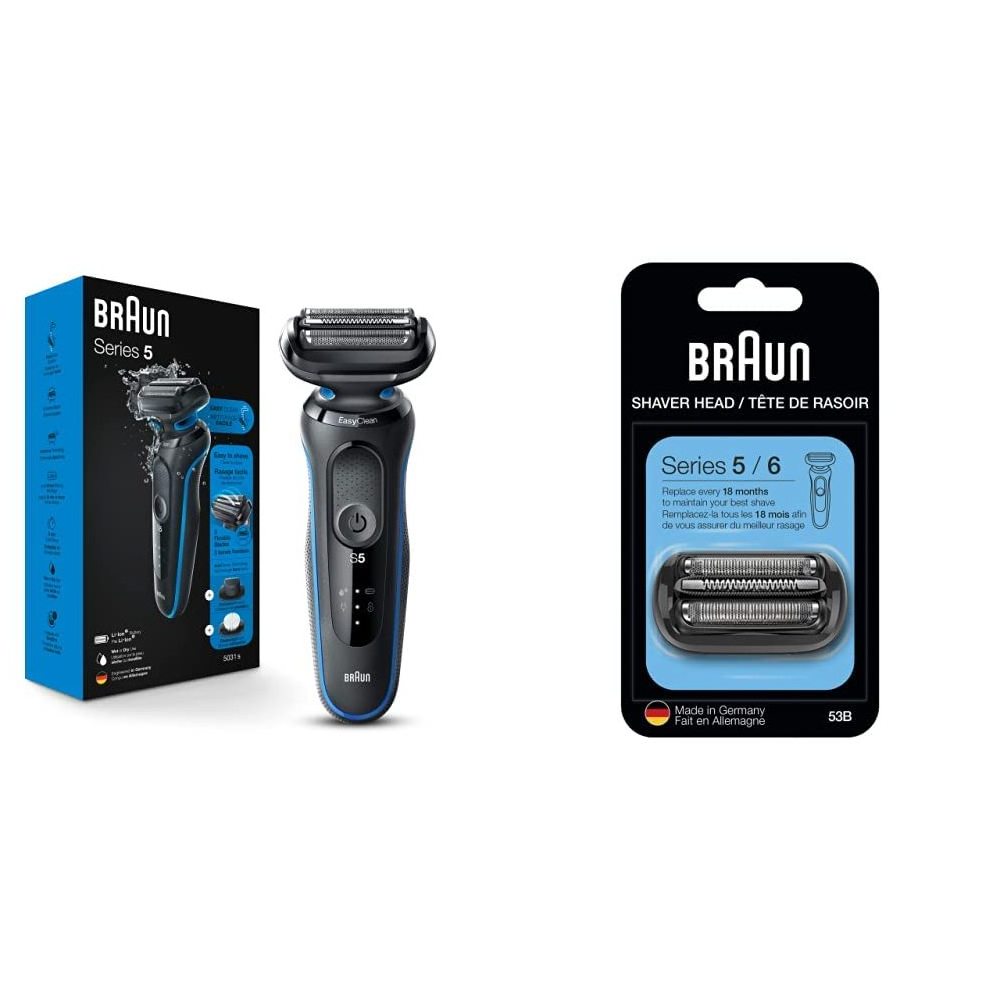 Braun Series 5 5031s Electric Shaver with Precision Trimmer and Cleansing Brush Attachments, Wet & Dry, Rechargeable