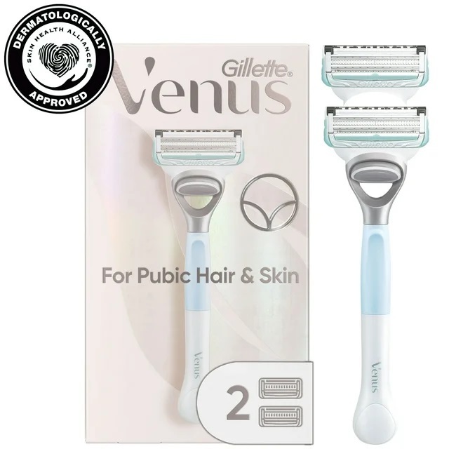 Gillette Venus for Pubic Hair and Skin, Women's Razor Handle and 2 Blade Refills