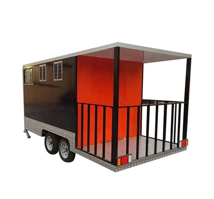 TUNE Contenedor Food Truck with AC Roof Food Kiosk Trailer Carts with Griddle Deck Pavilion