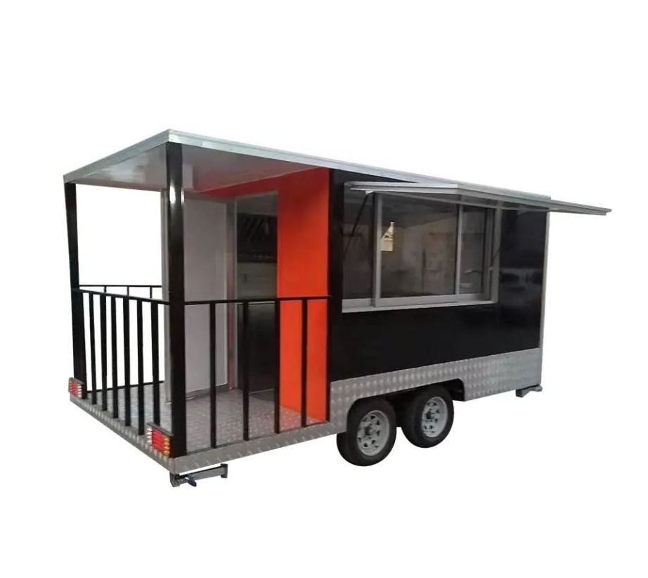 TUNE Contenedor Food Truck with AC Roof Food Kiosk Trailer Carts with Griddle Deck Pavilion