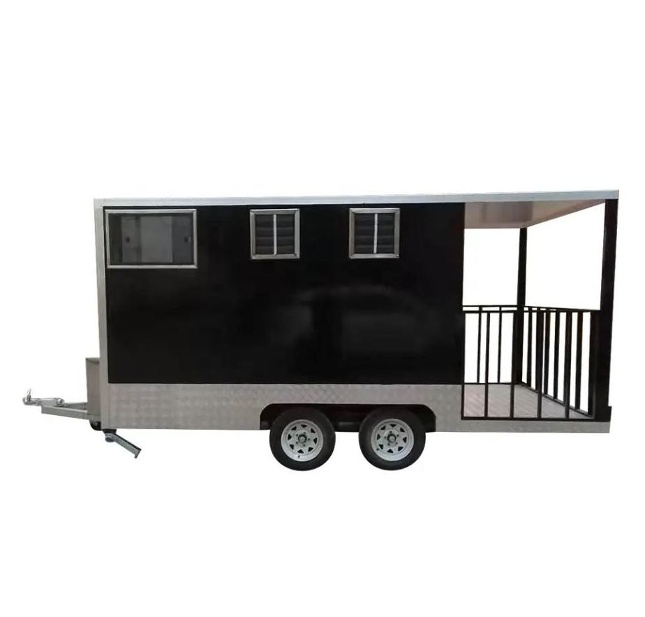 TUNE Contenedor Food Truck with AC Roof Food Kiosk Trailer Carts with Griddle Deck Pavilion