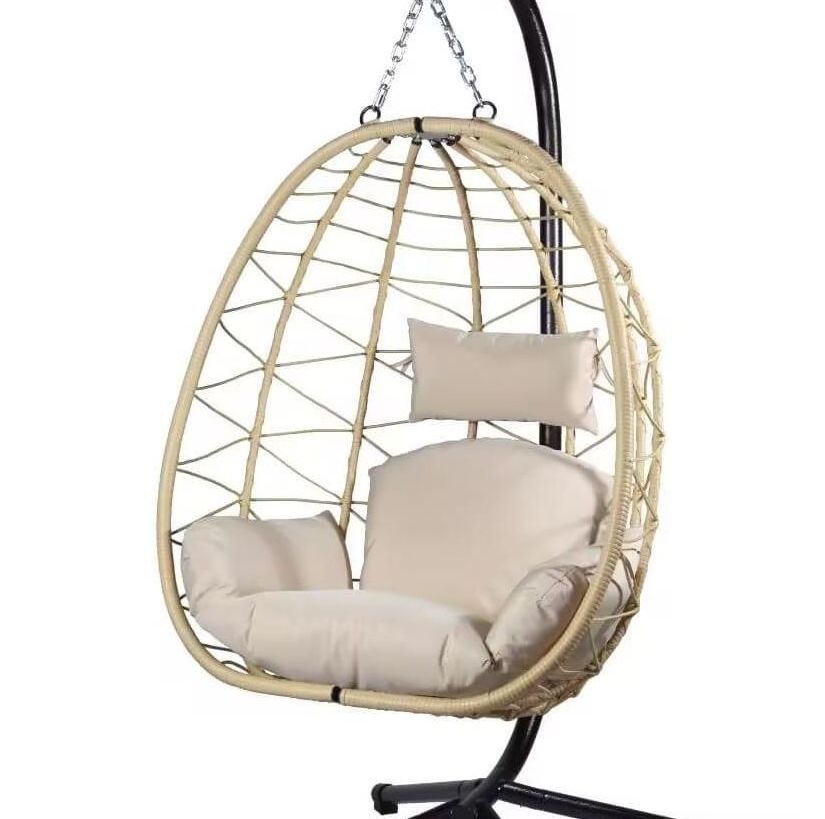 Wholesale Top Quality Metal Frame 2 Seater Rattan Wicker Swing Chair with Cushions