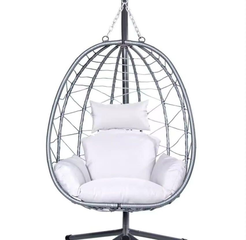 Wholesale Top Quality Metal Frame 2 Seater Rattan Wicker Swing Chair with Cushions