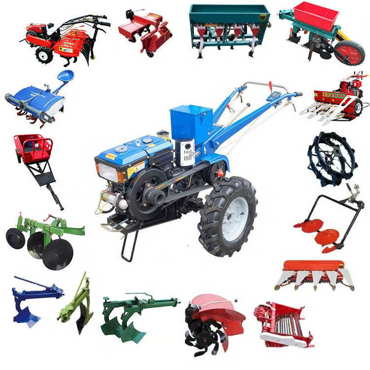 Hot New Two wheel farming motocultor diesel 12hp plowing machine agricultural walking tractor