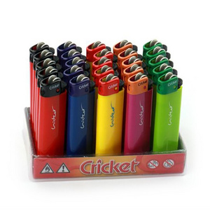 Colored Disposable/Refillable Cricket Lighter Lighter for sale 50 pieces per Tray