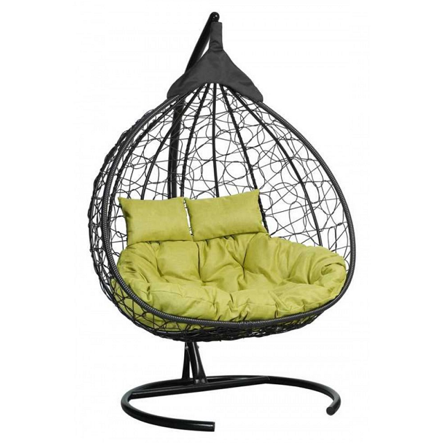 Balcony swing chair outdoor leisure wicker basket chair patio rattan hanging egg chair with stand and comfortable cushion