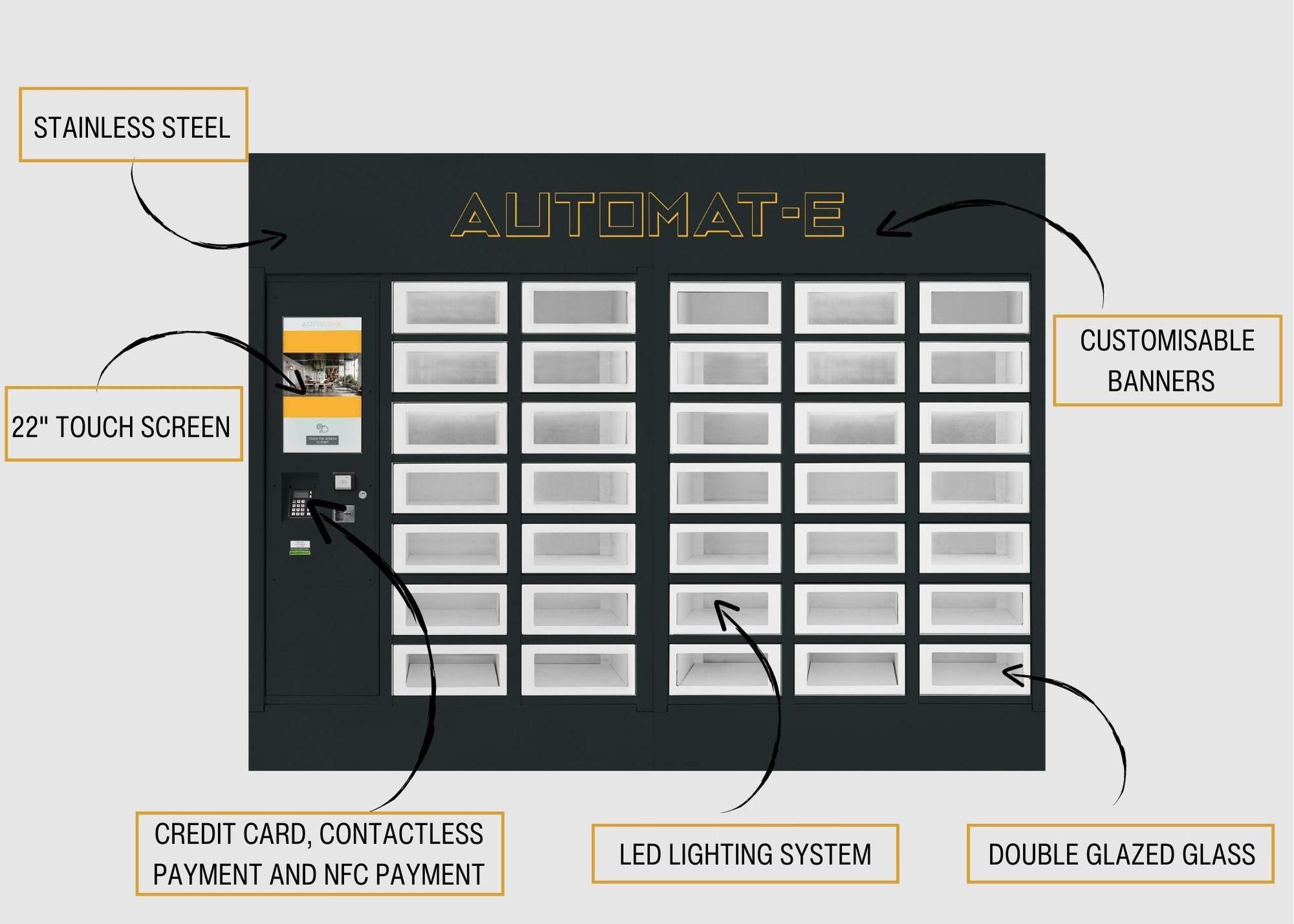 Good End Price 24 Hours Self-service Double Glazing  Led Lightning  System Vending Machines