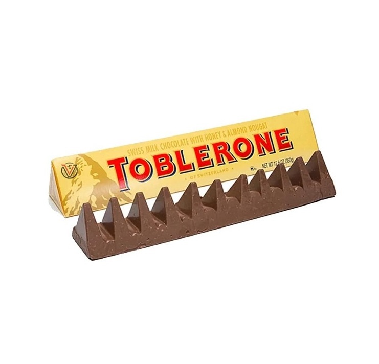 High Quality Toblerone Milk Chocolate Bar, 100g - Smooth Swiss milk chocolate with delectable honey and almond nougat