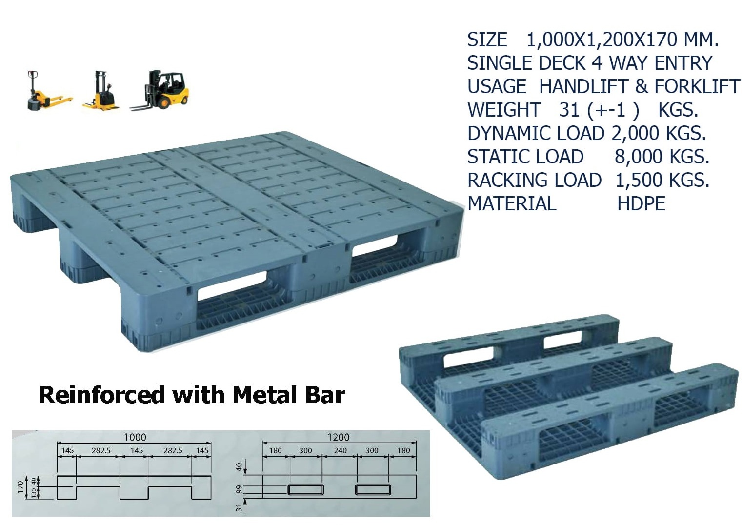 Best Heavy duty plastic flat nine feet HDPE blue pallet warehouse industry storage logistics plastic pallet for sale