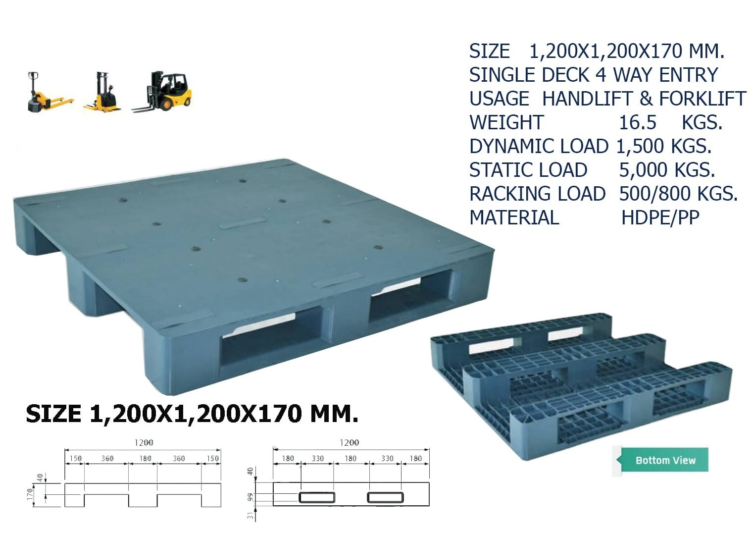 Best Heavy duty plastic flat nine feet HDPE blue pallet warehouse industry storage logistics plastic pallet for sale