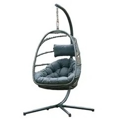 Outdoor Double Seat Garden Furniture Rattan Patio Swings Hanging Egg Chair with Stand