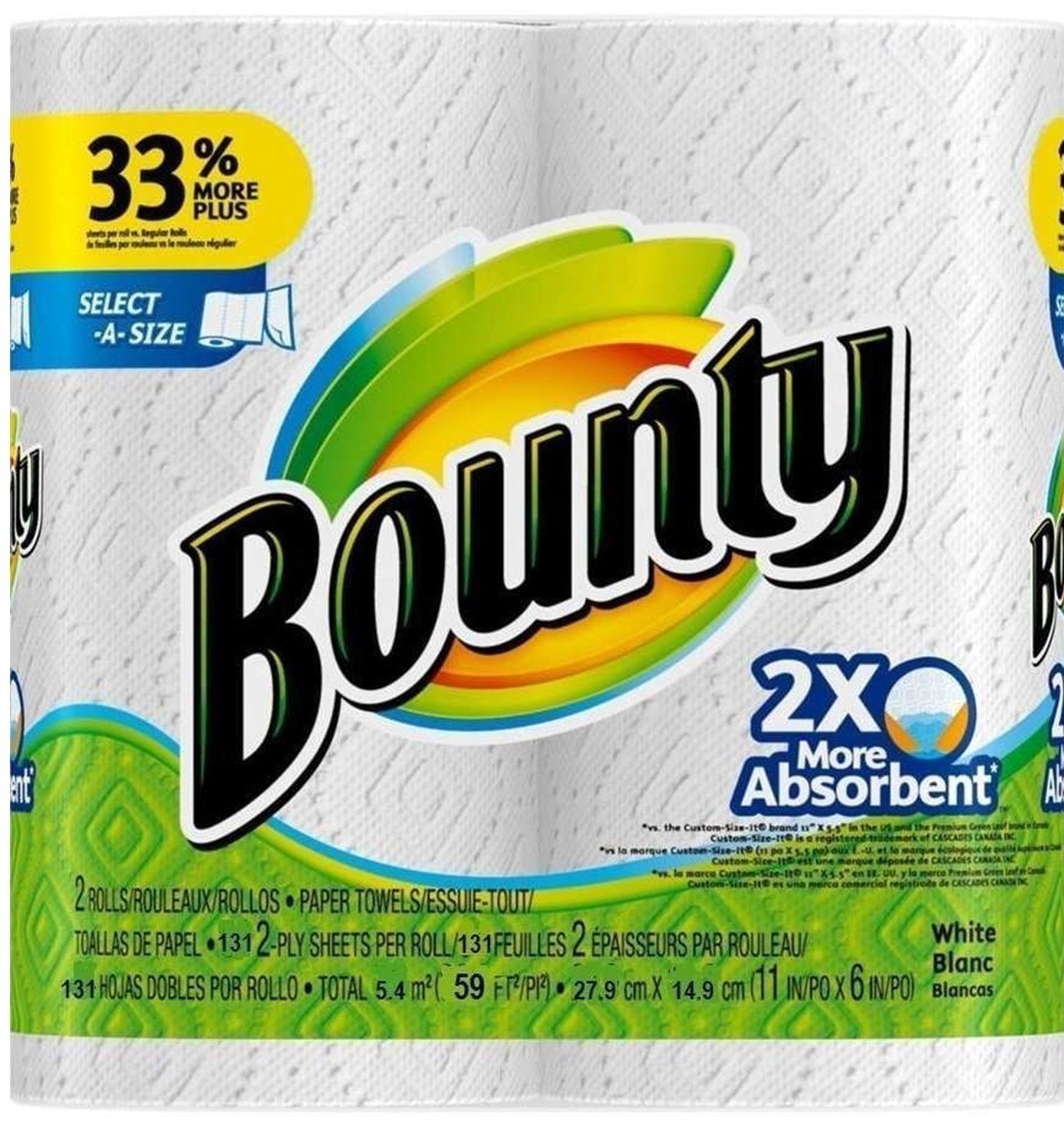 Bounty Select-A-Size Paper Towels, White, 12 Double Rolls