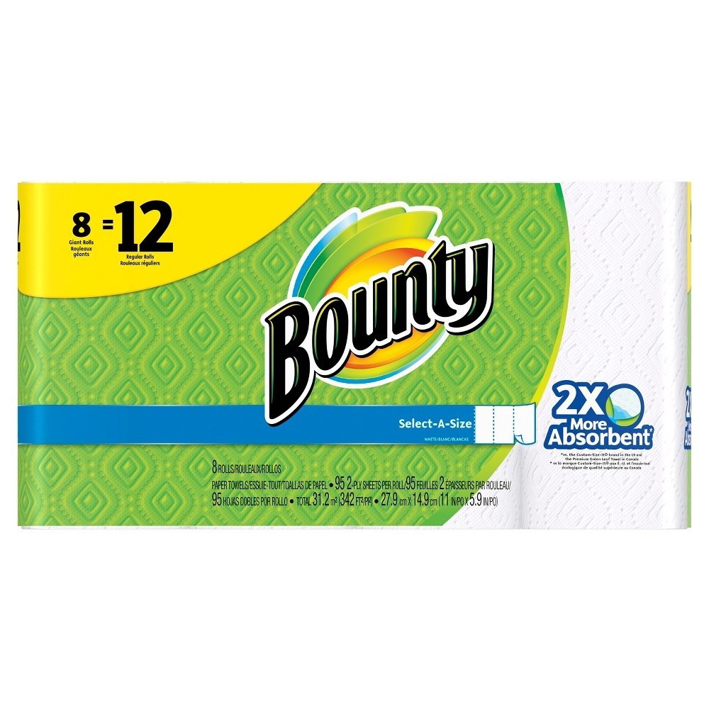 Bounty Select-a-Size Paper Towels, 12 Double Rolls, White