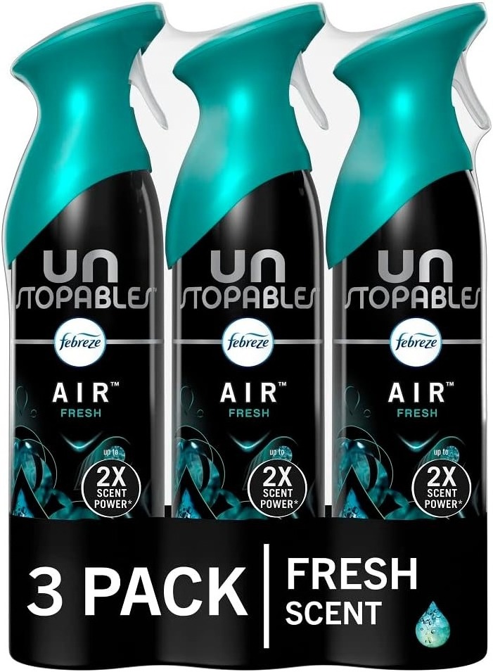 Febreze Air Freshener Spray for bathroom,, Bathroom Air Freshener, Fresh Scent, Odor Fighter for Strong Odor, 8.8 Oz (Pack of 3)