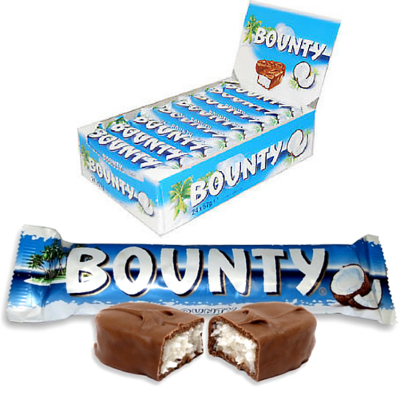 Fresh Date Bounty Milk Chocolate Bar 57G ! Bounty Trio 21 X 85g ! Bounty Milk Chocolate Bars Pouch 285 g !