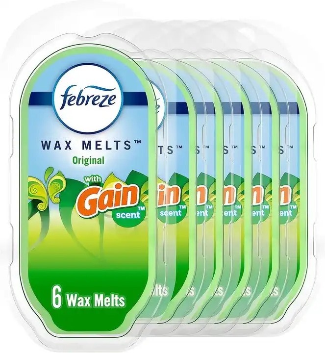 Febreze Wax Melts, Wax Melt Warmer Cubes, Wax Warmer Cubes, Gain Original Scent, 6 packs, 6 cubes each, Air Freshener