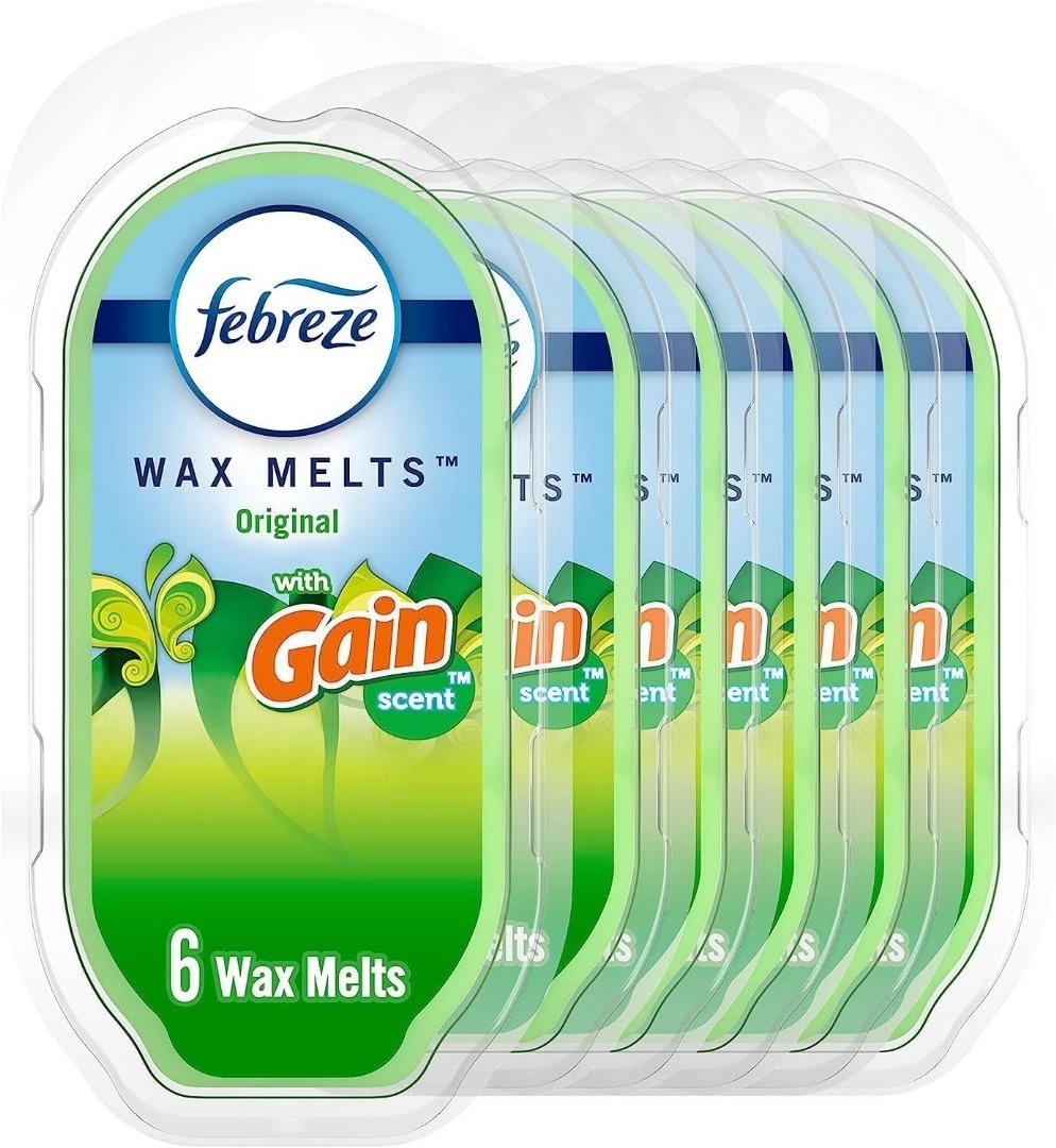 Febreze Wax Melts, Wax Melt Warmer Cubes,  Wax Warmer Cubes, Gain Original Scent, 6 packs, 6 cubes each, Air Freshener