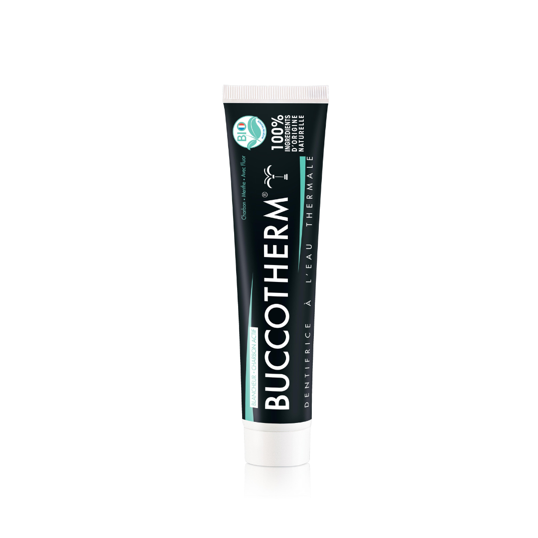 Whitening Toothpaste with Activated Charcoal  100% Natural and organic certified made with Thermal Springwater - Mint - 75ML