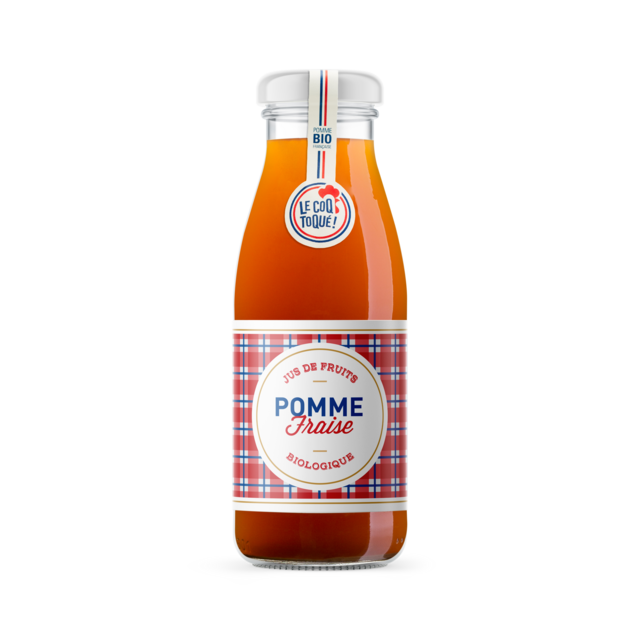 Le Coq Toque Pure organic apple juice mixed with strawberry juice 250ml premium quality fruit juice made in France