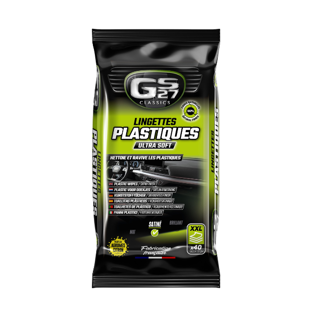 GS27 CLASSICS PLASTIC WIPES SATIN FINISH CITRUS FRAGRANCE 40 units PREMIUM CAR CARE PRODUCT MADE IN FRANCE CAR DETAILING