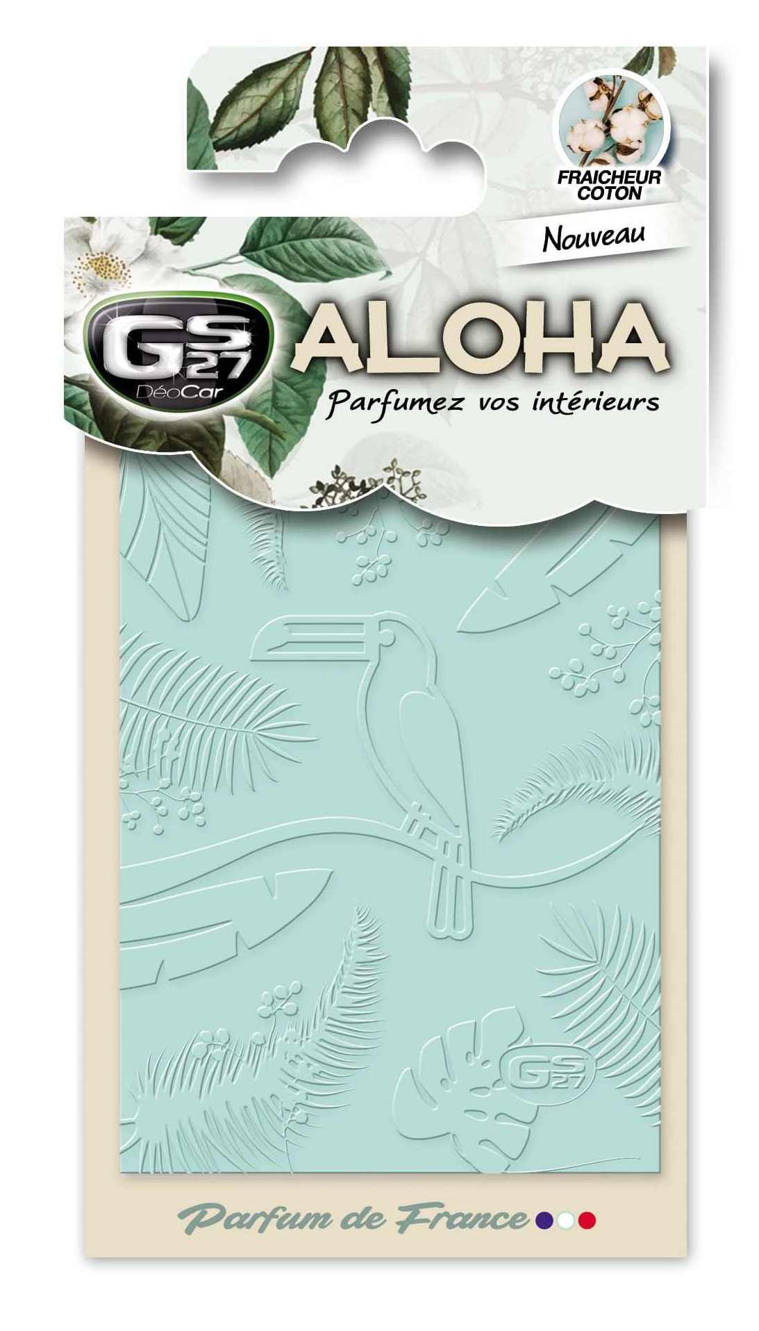 GS27 Car Air Fresheners DEOCAR ALOHA FRESH COTTON Premium Air Freshener French Fragrance