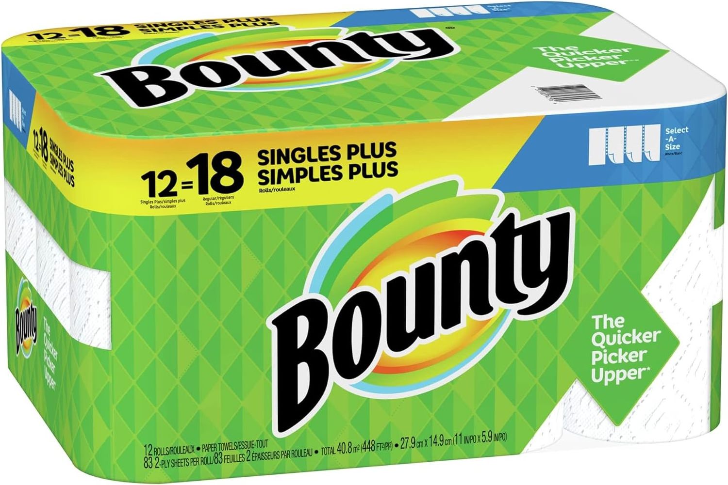 Bounty Select-A-Size Paper Towel, 83 Count (Pack of 12), White 996