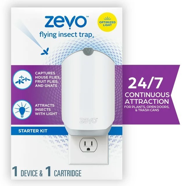 Zevo Flying Insect Fly Trap (1 Device + Refill) Featuring Blue And UV Light To Attract Flying Insects