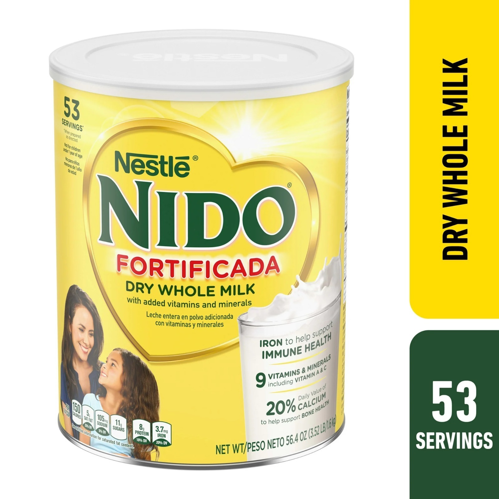 Nido Fortificada Powdered Drink Mix, Dry Whole Milk Powder, 56.4 oz