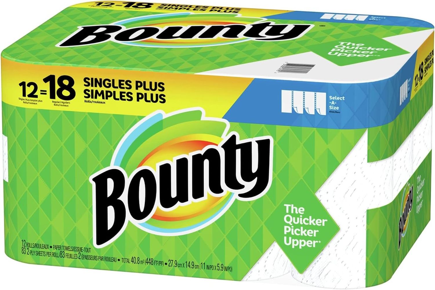 Bounty Select-A-Size Paper Towel, 83 Count (Pack of 12), White 996