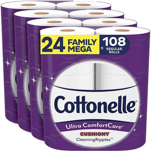 Cottonelle Ultra Comfort Toilet Paper 2- Ply, 24 Family Mega Rolls= 108 Regular Rolls), 325 Sheets per Roll,