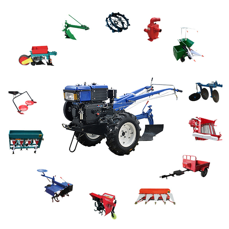 New mini tractors 8-22hp two wheels diesel walking tractor hot sale for farm planting and seed harvesting