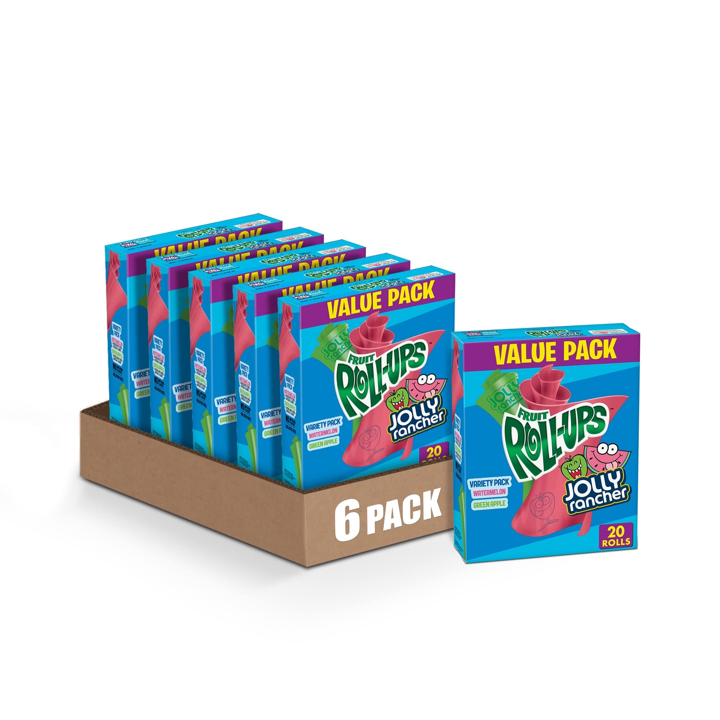 Jolly Ranches Fruit Roll-Ups Fruit Flavored Snacks, Variety Pack, 10 jolly sour fruit rollups / 12 rolls fruit roll up supplier