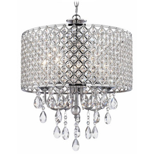 Crystal Chrome Chandelier Pendant Light with Crystal Beaded Drum Shade Circle crystal chandelier at best prices