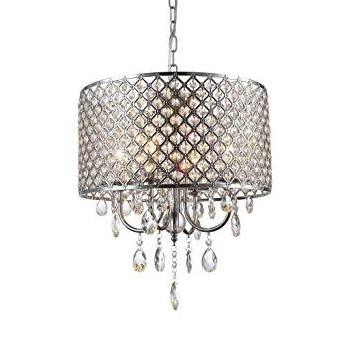 Crystal Chrome Chandelier Pendant Light with Crystal Beaded Drum Shade Circle crystal chandelier at best prices