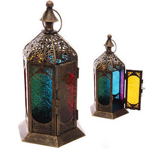 Buy Collectible India Metal Purple Glass Tea Light Candle Multi Colored Glass Moroccan Lantern Tealight At Best Wholesale Price