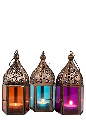 Buy Collectible India Metal Purple Glass Tea Light Candle Multi Colored Glass Moroccan Lantern Tealight At Best Wholesale Price