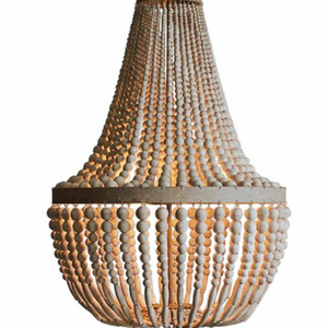 Best Wholesale Wooden Natural Beaded Light Fixture Metal Chandeliers Hanging Lighting Home Decor at best wholesale price