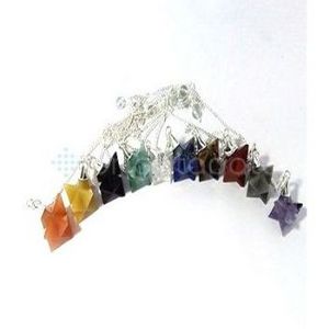 Natural Black Agate Pentacle Star Engraved Pendulum For Healing and Protection Meditation At Best Wholesale Price in India