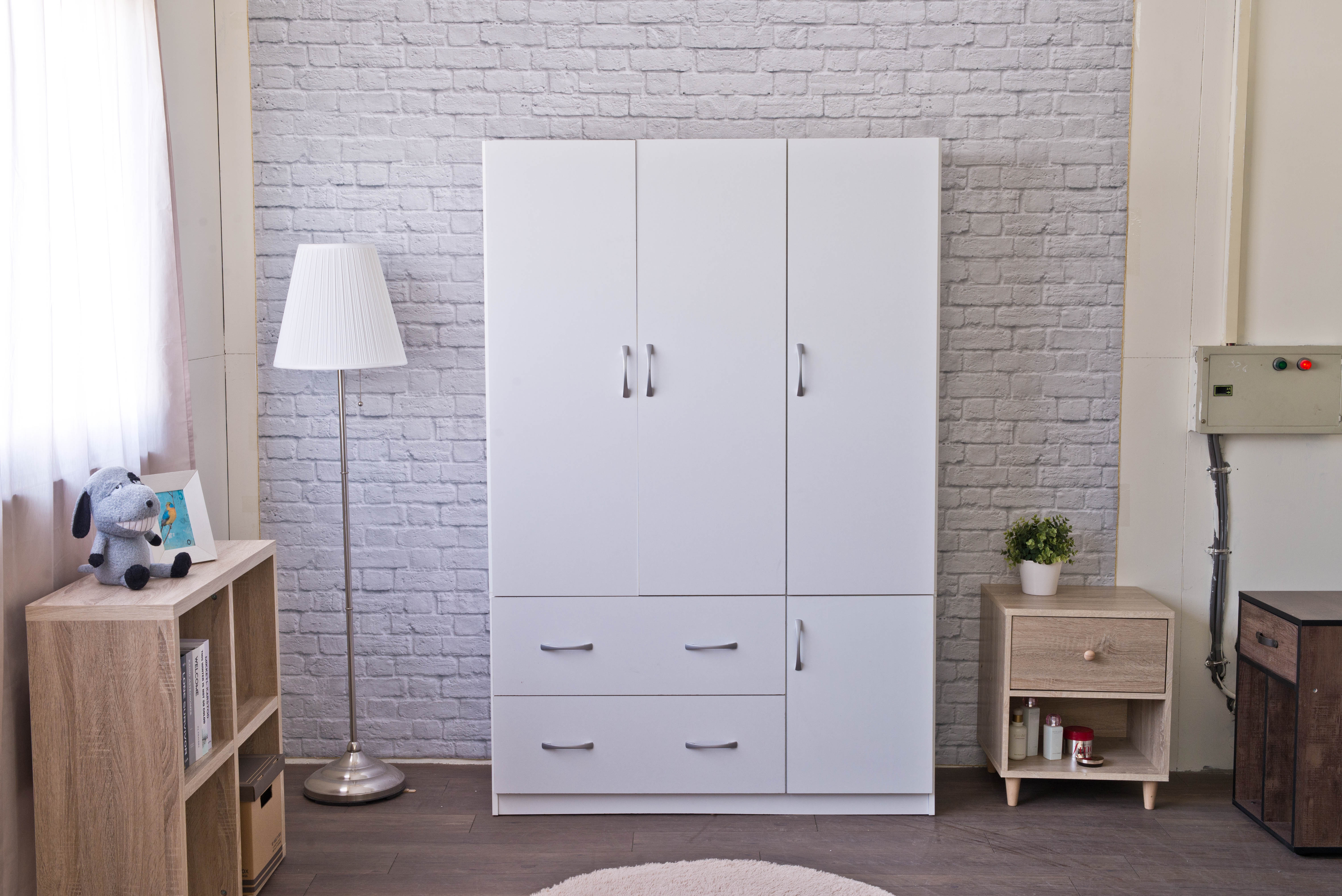 Minimalist Style 4 Door Wardrobe with 2 Big Drawers