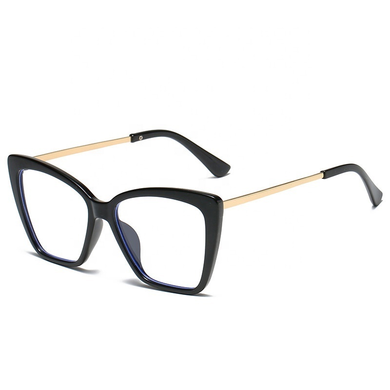 New Fashion Anti Blue Light Glasses Frame Personalized Large Frame Cat Eye Flat Mirror Cross border Trend Eyeglass Frame